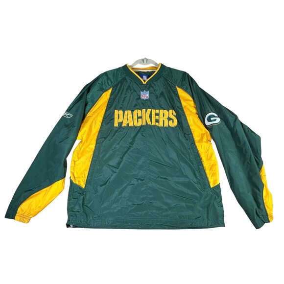 VTG Green Bay Packers NFL Pullover Windbreaker Jacket Reebok On Field Sz M - Picture 2 of 14
